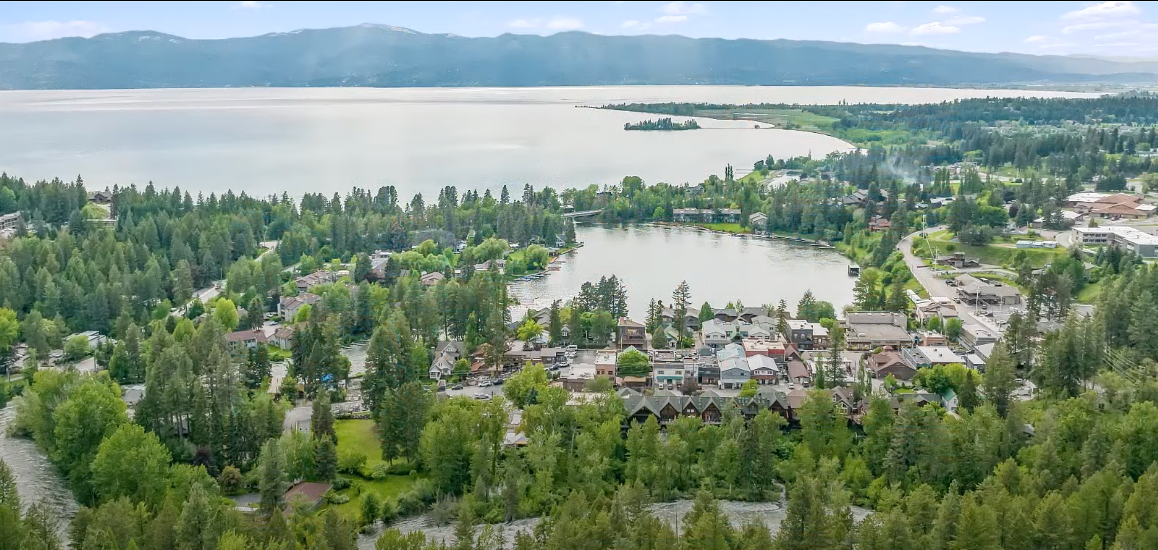 View of Bigfork with Flathead Lake behind it.