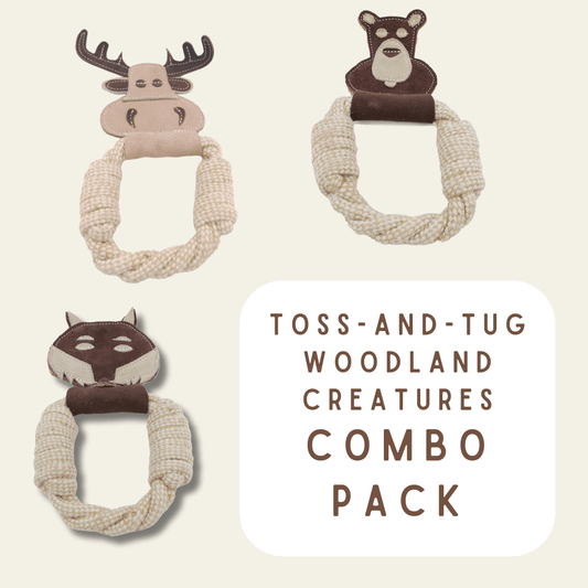 All Natural Leather and Cotton Rope Ring Tug Toy - Happy Hounds Pet Supply