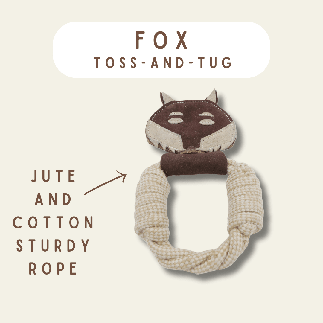 All Natural Leather and Cotton Rope Ring Tug Toy - Happy Hounds Pet Supply