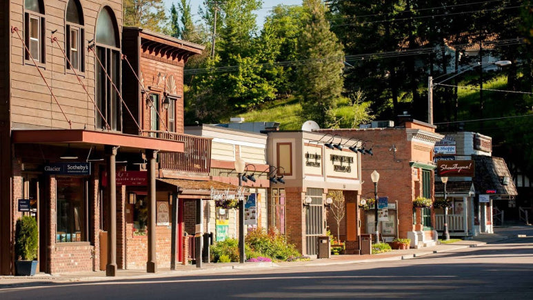 Store fronts in downtown Bigfork Montana