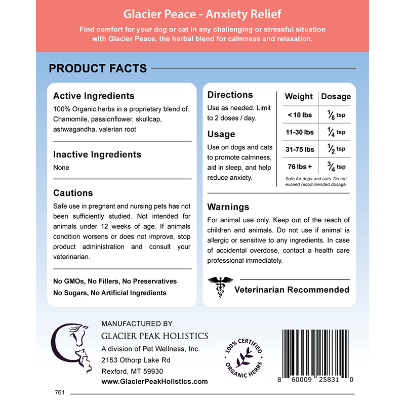 Glacier Peace - Natural Anxiety Relief for Dogs and Cats - Happy Hounds Pet Supply