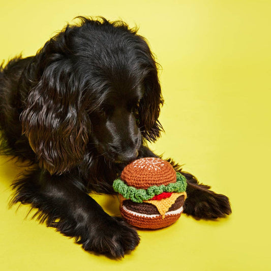 Hand Knit Hamburger - Happy Hounds Pet Supply