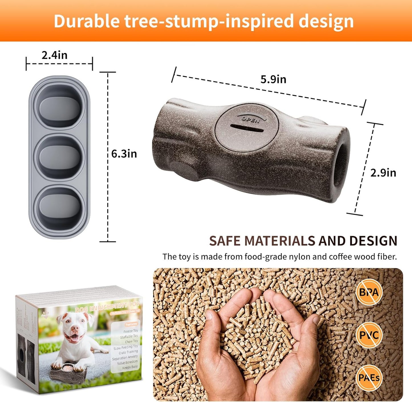 Log Shaped Treat Stuffer - Happy Hounds Pet Supply