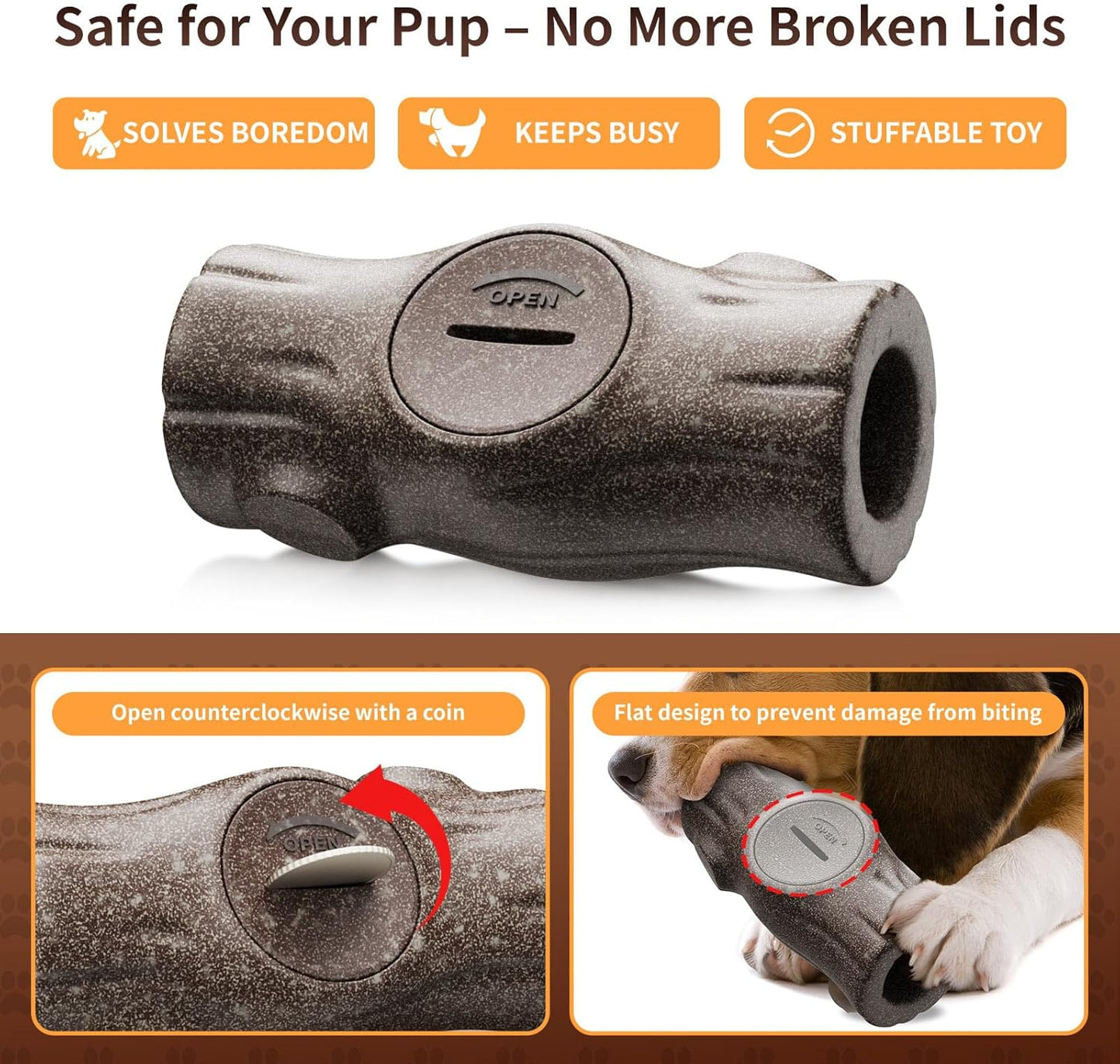 Log Shaped Treat Stuffer - Happy Hounds Pet Supply