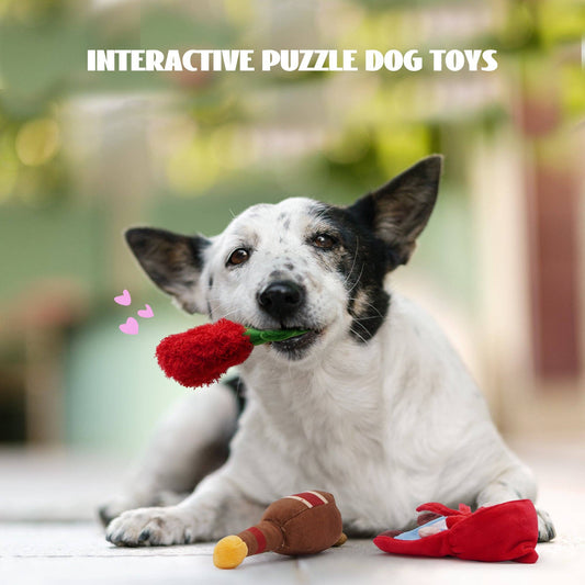 Nocciola Fairy Tale Squeaky Wolf Burrow Dog Toy - Happy Hounds Pet Supply