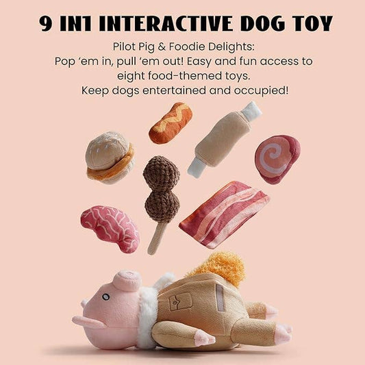 Nocciola Stuffed Pig Interactive Burrows Dog Toy - Happy Hounds Pet Supply