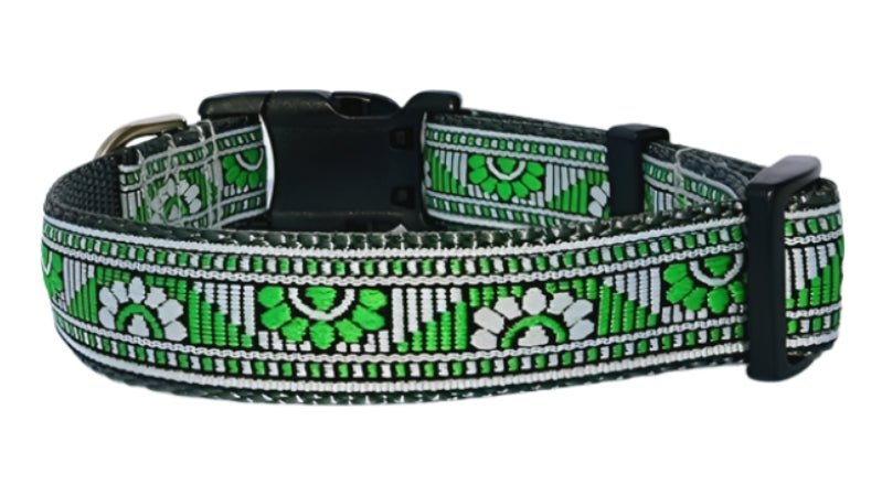 Rocky Mtn Hound Green Aztec Dog Collars and Leashes - Happy Hounds Pet Supply