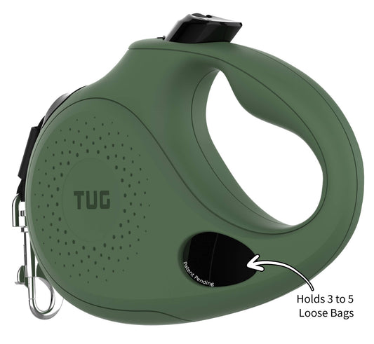 TUG Retractable Dog Leash with Integrated Dispenser - Happy Hounds Pet Supply