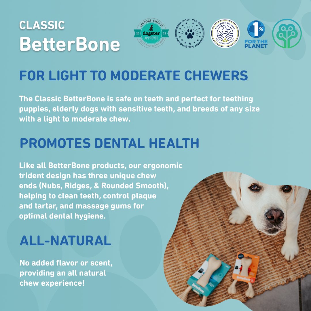 BetterBone - CLASSIC All Natural, Eco, Safe on teeth Chew Toy - Happy Hounds Pet Supply
