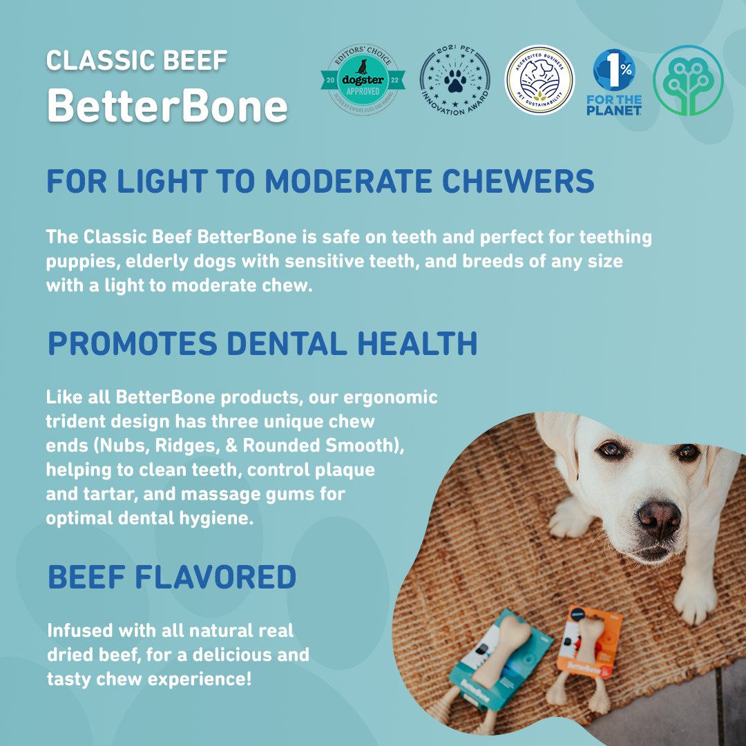 BetterBone - CLASSIC All Natural, Eco, Safe on teeth Chew Toy - Happy Hounds Pet Supply