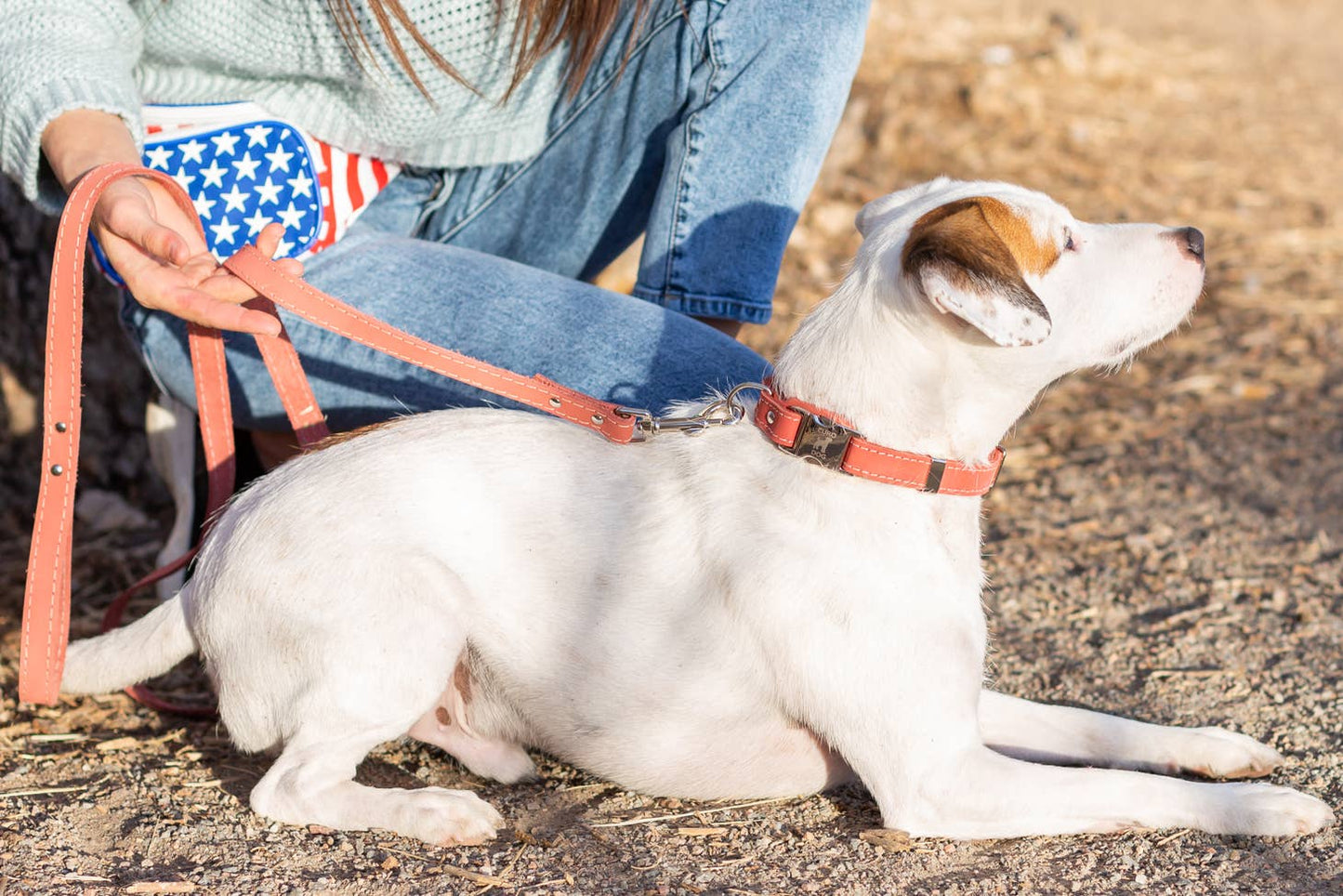 Euro Dog Quick Release Leather Collars Coral