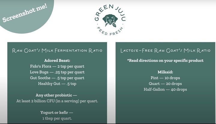 Green Juju Raw Goat Milk 1/2 Gallon