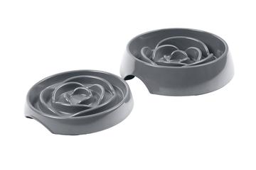 Messy Mutts and Cats Interactive Slow Feeder Bowls 3 cup Round Grey