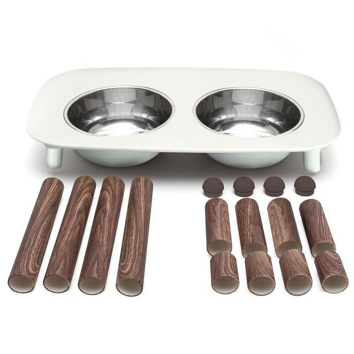 Messy Mutts - Elevated Feeder Gray with white legs