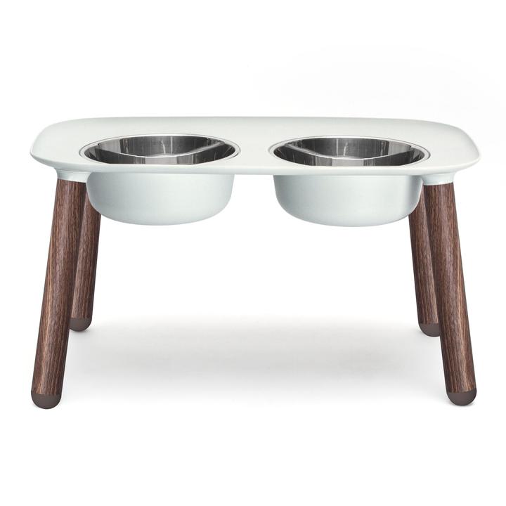 Messy Mutts - Elevated Feeder Gray with wood legs