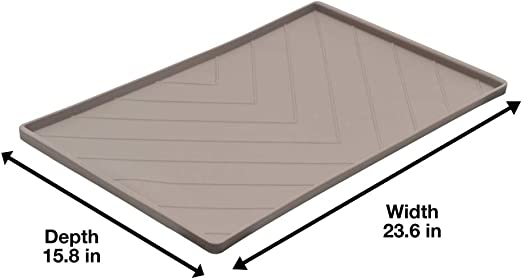 Messy Mutts Silicone Food Mat Grey Metal Rod Reinforced Large