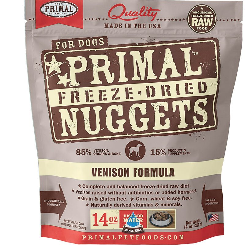 Primal Canine Freeze Dried Dog Food 14oz Nuggets Venison
