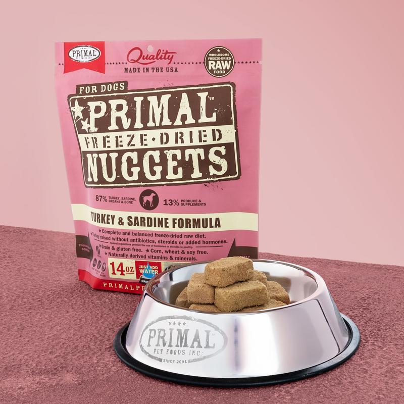 Primal Canine Freeze Dried Dog Food 14oz Nuggets Turkey & Sardine