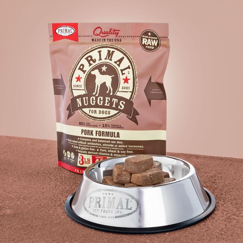 Primal Raw Frozen Dog Food 3lbs Nuggets Pork