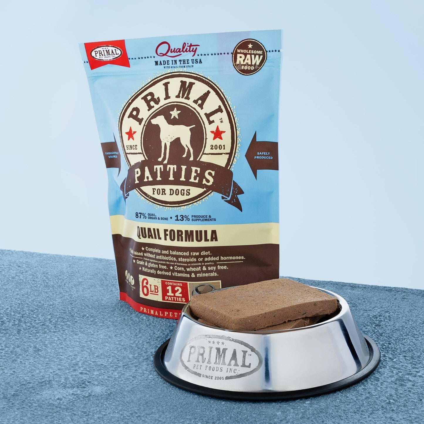 Primal Raw Frozen Dog Food 6lbs Patties Quail (Discontinued)