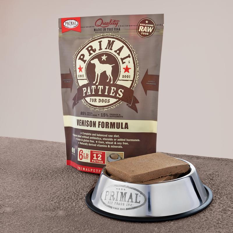 Primal Raw Frozen Dog Food 6lbs Patties Venison