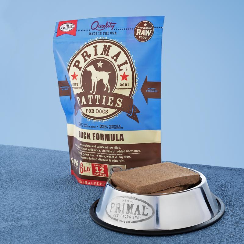 Primal Raw Frozen Dog Food 6lbs Patties Duck