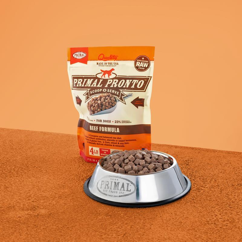 Primal Raw Frozen Dog Food 4lbs Pronto Beef