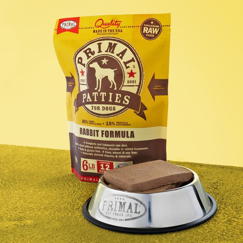 Primal Raw Frozen Dog Food 6lbs Patties Rabbit