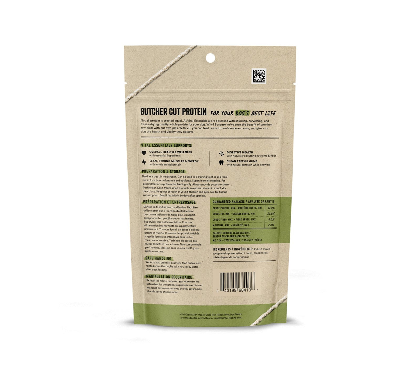 Vital Essentials Freeze Dried Bagged Treats Rabbit Bites 2OZ
