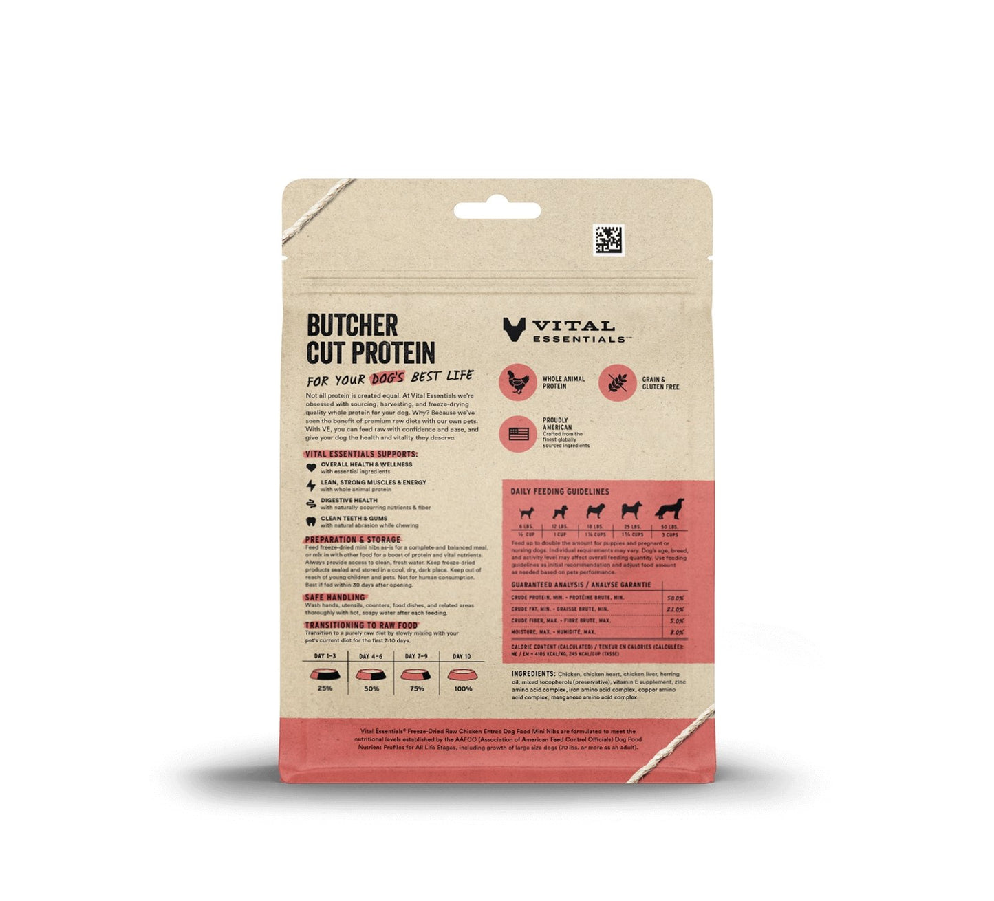 Vital Essentials Freeze Dried Dog Food 14oz Chicken Mini Nibs
