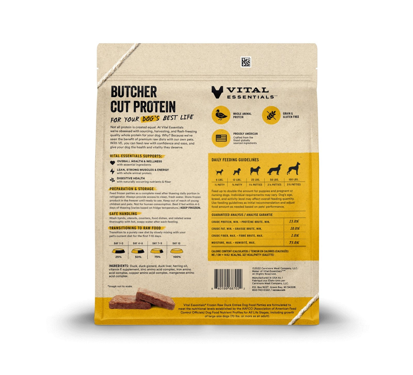 Vital Essentials Raw Frozen Prey Diet Dog Food
