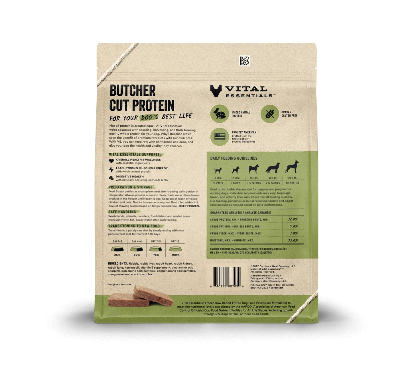 Vital Essentials Raw Frozen Prey Diet Dog Food