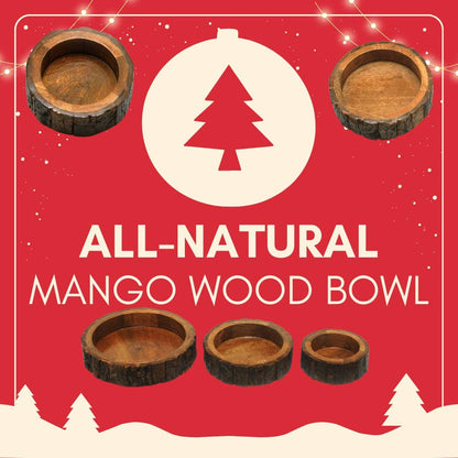 Advance Pet Products - All-Natural Mango Wood Bark Water and Food Bowl Non-BPA Coat - Happy Hounds Pet Supply