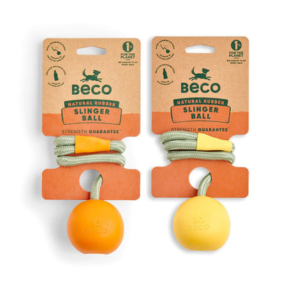 BECO - Slinger Ball Dog Natural Rubber & Rope (Outdoor Play) - Happy Hounds Pet Supply