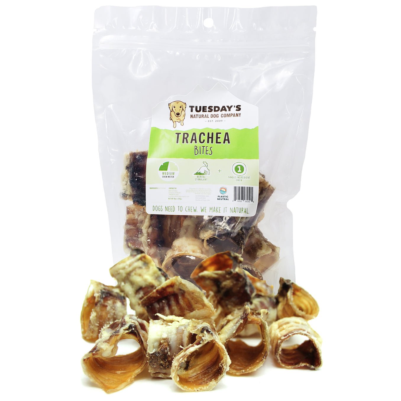 Beef Trachea Bites 8oz - Happy Hounds Pet Supply