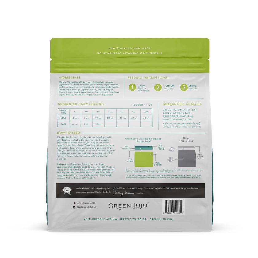 Green Juju Frozen Raw Food EXTRAS - Happy Hounds Pet Supply
