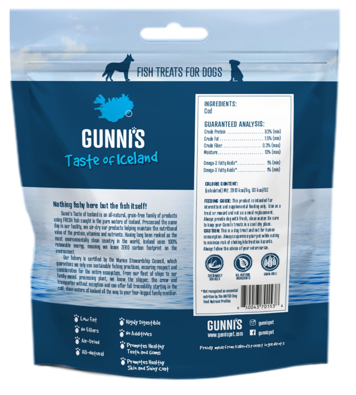 Gunni's Cod Skin Wafer Dog Treats - Happy Hounds Pet Supply