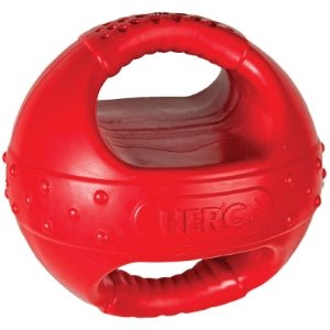 HERO DOG BALL WITH HANDLE & SQUEAKER - Happy Hounds Pet Supply