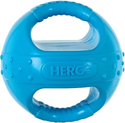 HERO DOG BALL WITH HANDLE & SQUEAKER - Happy Hounds Pet Supply