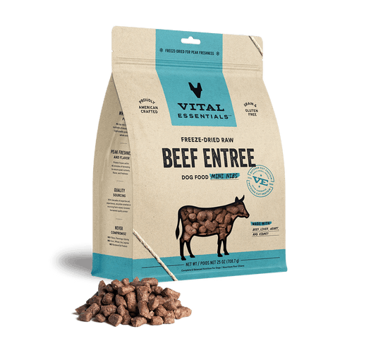 Vital Essentials Freeze Dried Dog Food 25oz Beef Mini Nibs