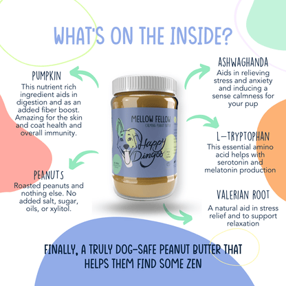 Mellow Fellow Calming Peanut Butter - 16oz - Happy Hounds Pet Supply