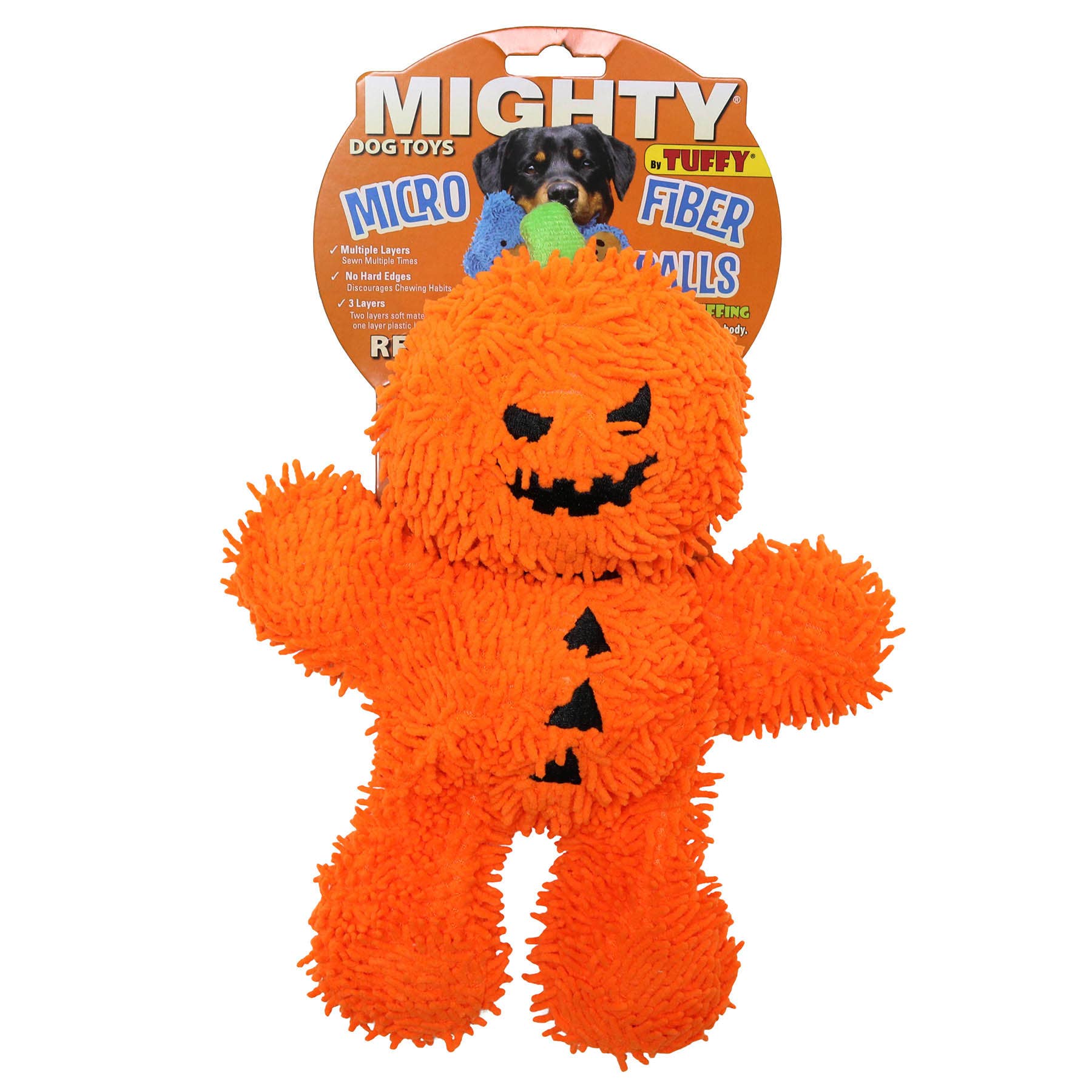 Mighty Microfiber Ball Pumpkin Man, Halloween Dog Toy - Happy Hounds Pet Supply