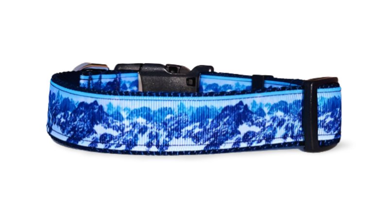 Mountain Blue Dog Collars and Leashes - 1" wide - Happy Hounds Pet Supply