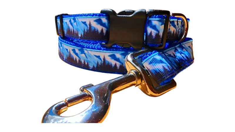 Mountain Blue Dog Collars and Leashes - 3/4" wide - Happy Hounds Pet Supply