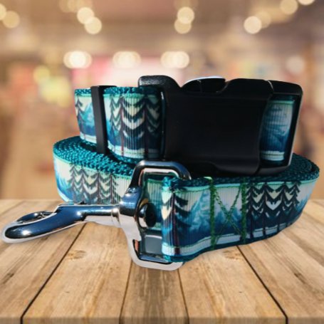 Mountain Tree Dog Collars and Leashes - 1" wide - Happy Hounds Pet Supply