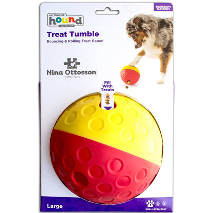 Nina Ottosson Treat Tumble Interactive Dog Puzzle Red/Yellow - Happy Hounds Pet Supply