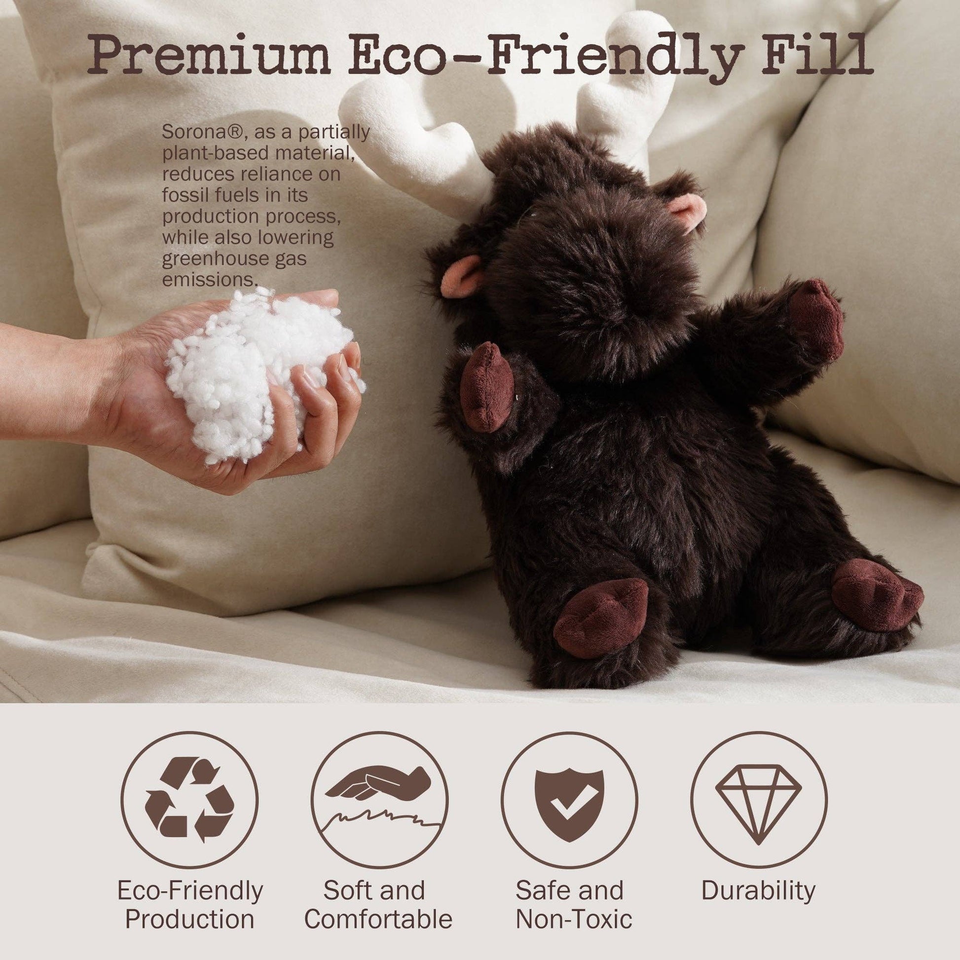 Nocciola Moose Heart Beat Dog Toy - Happy Hounds Pet Supply