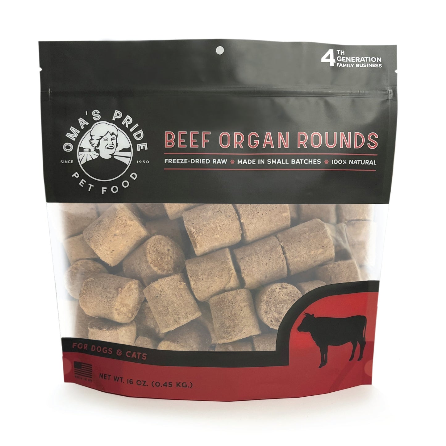 Oma' Pride Freeze-Dried Beef Organ Rounds - Happy Hounds Pet Supply