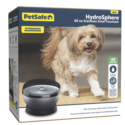 PetSafe HydroSphere 60oz Stainless Steel Pet Fountain