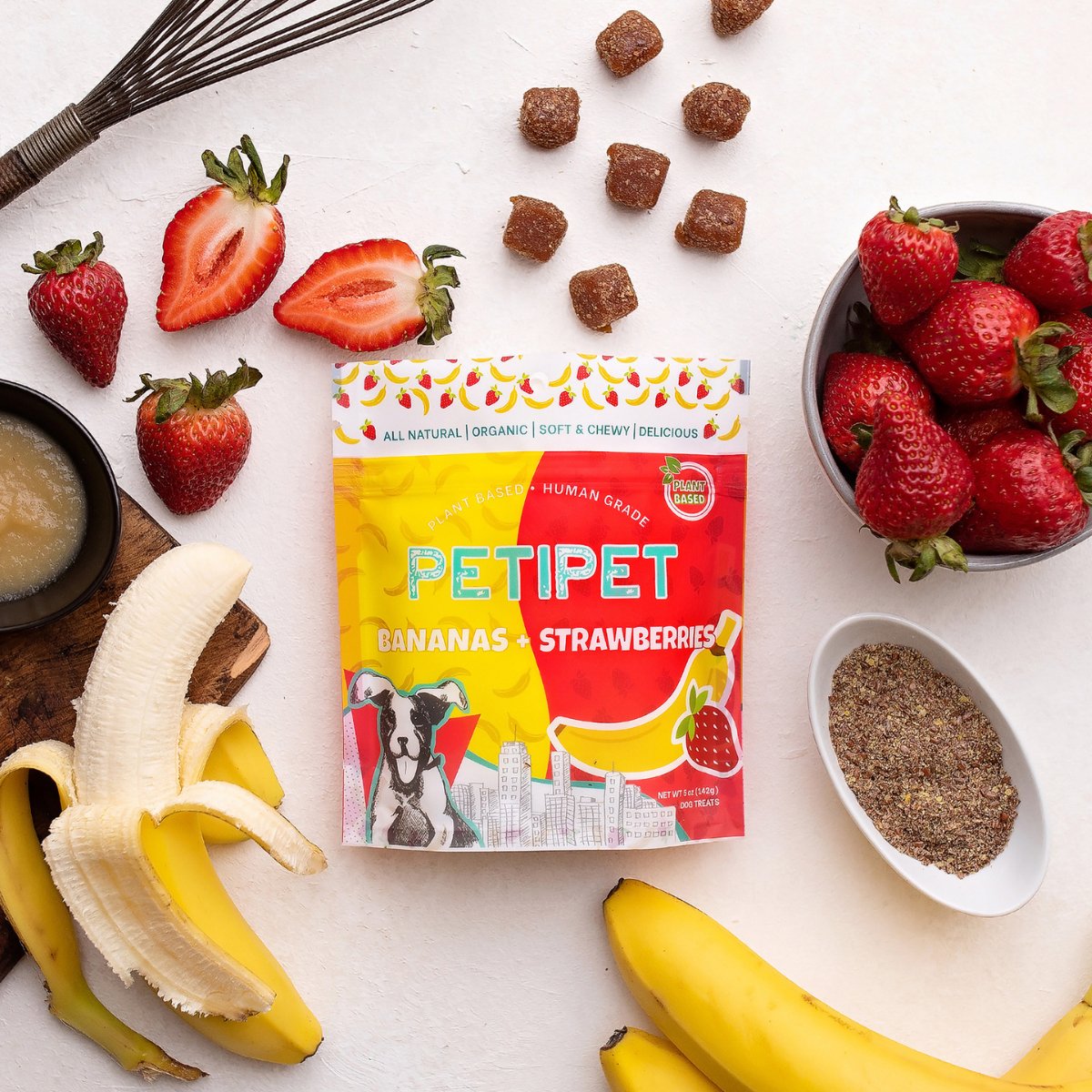 PETIPET Bananas + Strawberries Chewy Treats - Happy Hounds Pet Supply